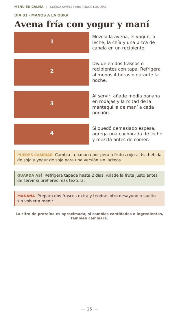 Preparación de una receta de Más proteína, menos vueltas